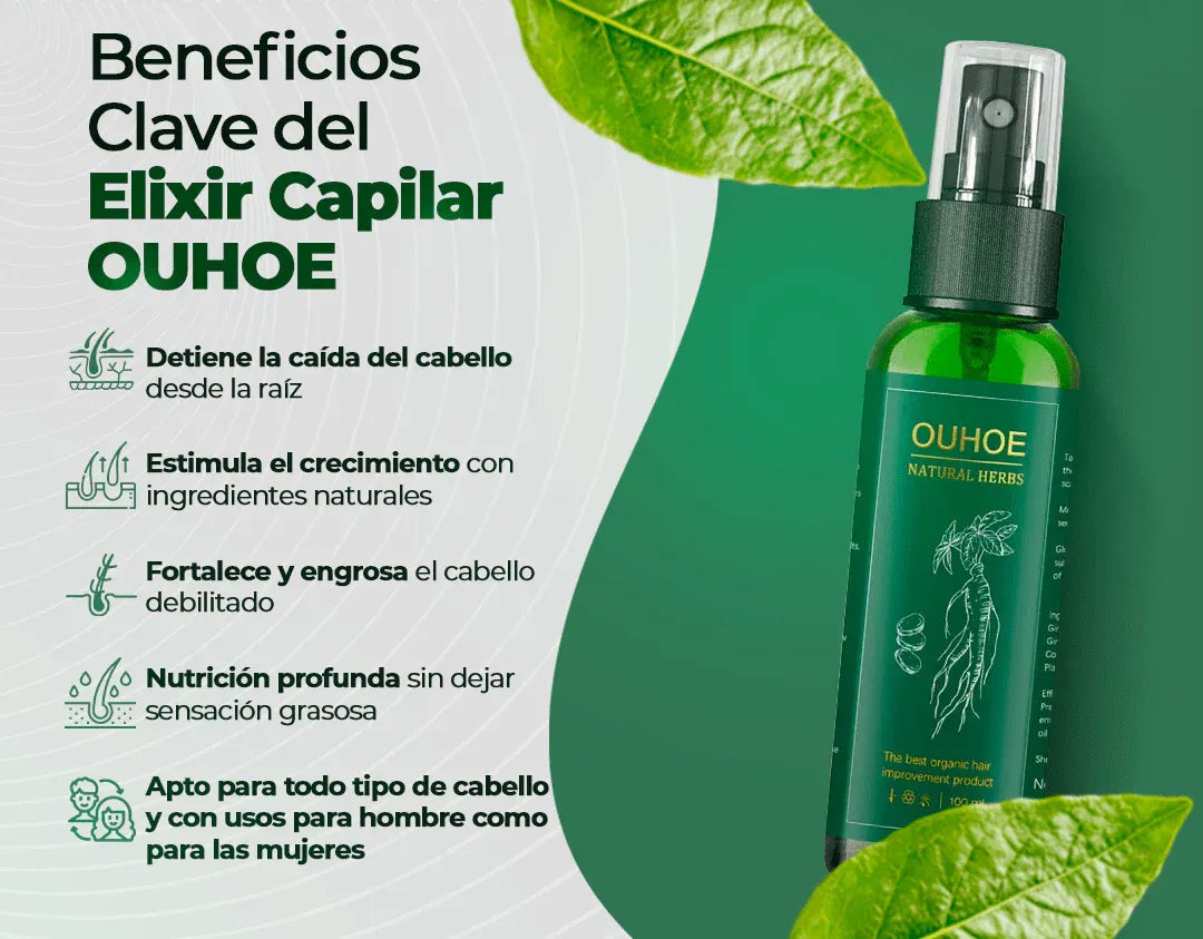 Tonico OUHOE™  Anticaída & Crecimiento Capilar, Cuidado de Barba.